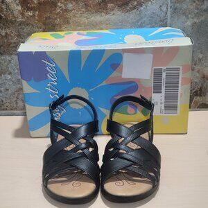 Easy Street Jasmine Black 6.5 M Womens Wedge Lightweight Strappy Sandals NIB